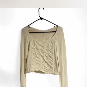Intimissimi Beige Ruched Long Sleeve Crop Top